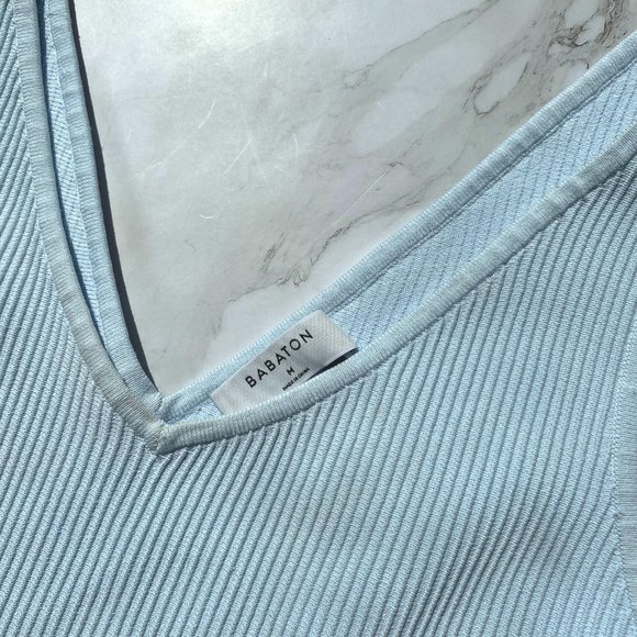 Babaton Women's Sky Blue Sleeveless V-Neck Pullover Knitted Top Size Medium - Picture 4 of 5